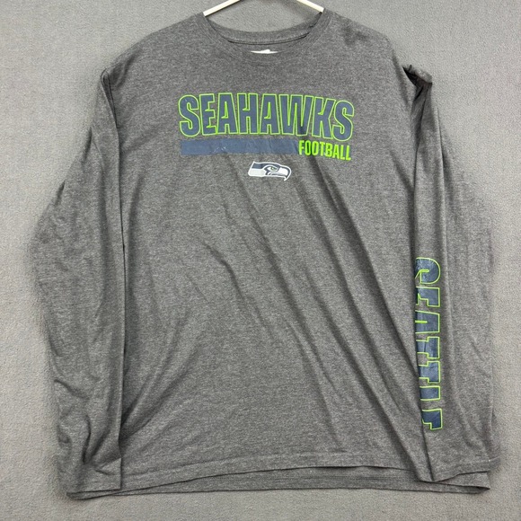 Seattle Seahawks Football Fanatics Mens Long Sleeve T-Shirt 2XL Gray - Picture 1 of 12
